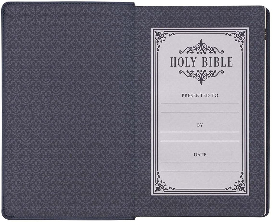 Personalized KJV Giant Print Bible with Thumb Index Dark Blue Faux Leather