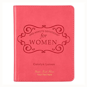 Personalized Custom Text Your Name One-Minute Devotions for Women Devotional Pink Faux Leather