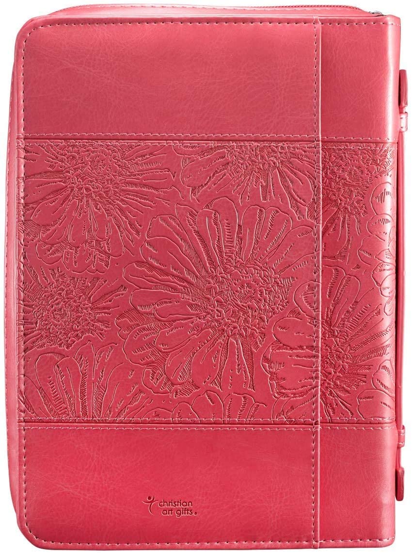 Matthew 19:26 Faux Leather Pink Personalized Bible Cover for Women