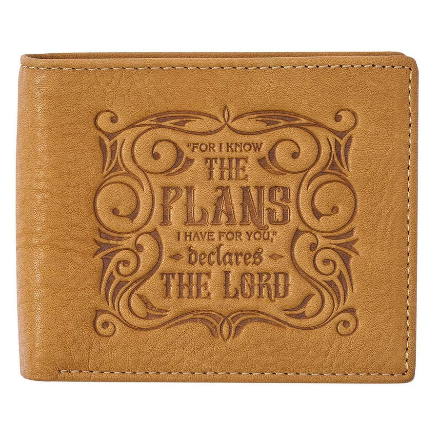 I Know The Plans Jeremiah 29:11 Tan Genuine Leather Wallet