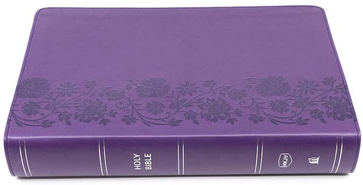 Personalized NKJV End-of-Verse Reference Bible Personal Size Large Print Leathersoft Purple