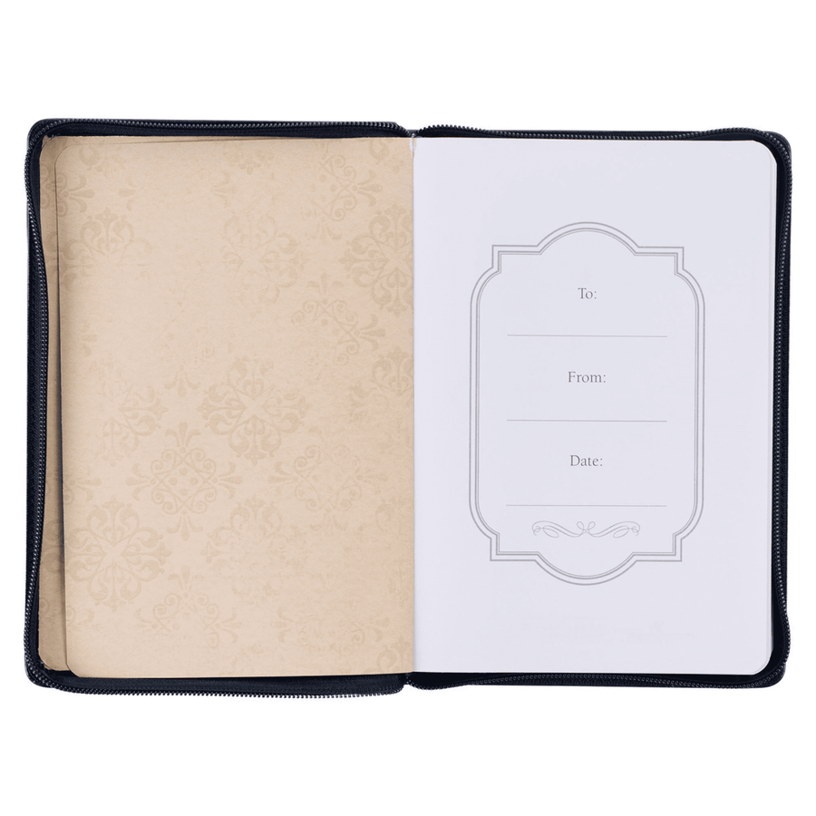 Personalized Journal Custom Text Your Name Be Strong and Courageous Black Classic Journal with Zippered Closure - Joshua 1:9