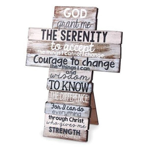 Serenity Stacked Wood Philippians 4:13 Tabletop Cross, Medium