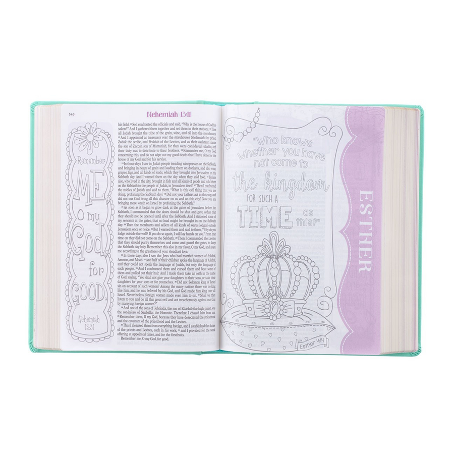 Personalized ESV My Creative Bible for Girls Teal Faux Leather Hardcover