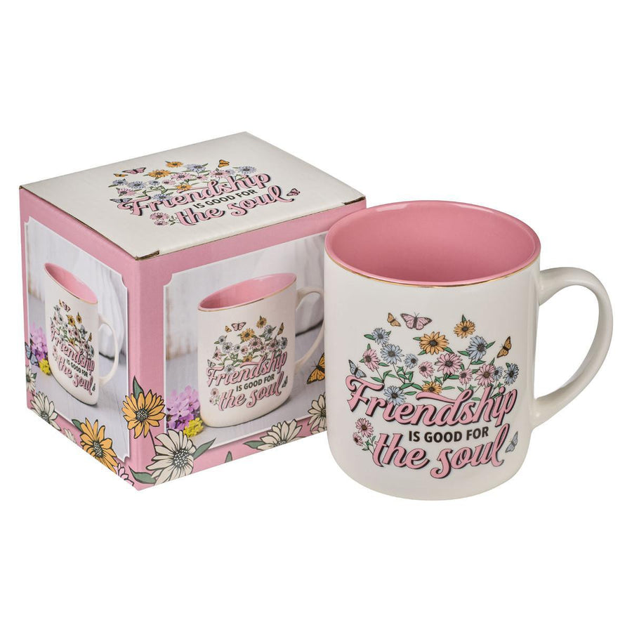 Friendship is Good for the Soul White Daisy Ceramic Coffee Mug