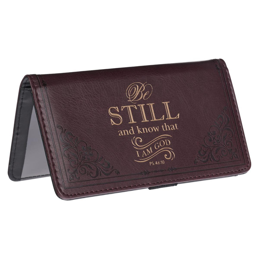 Be Still and Know Psalm 46:10 Brown Faux Leather Checkbook Cover