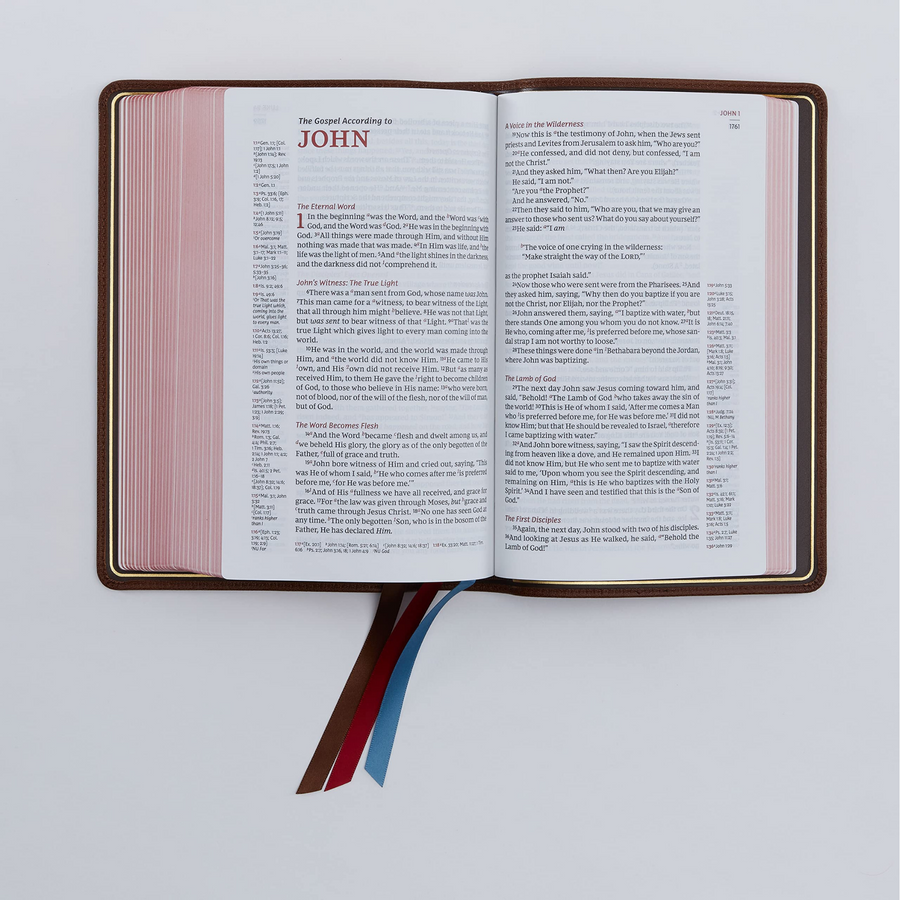 Personalized NKJV Single-Column Reference Bible Leathersoft Mahogany New King James Version