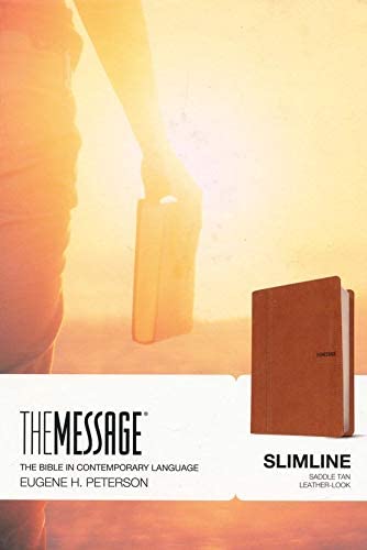 Personalized The Message Slimline Leather-Look Saddle Tan The Bible in Contemporary Language