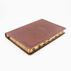 Personalized KJV Thinline Bible Giant Print Leathersoft Brown Thumb Indexed