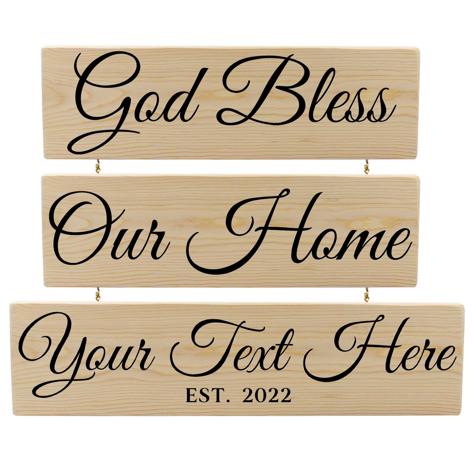 Personalized Wood Sign 3 Tier Custom God Bless Our Home – Simply