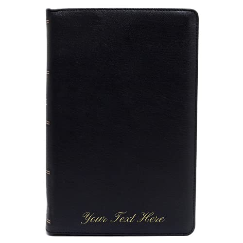 Personalized NKJV Single-Column Reference Bible Premium Black Leather Comfort Print