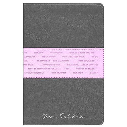 Personalized NLT The One Year Bible Slimline Edition TuTone LeatherLike Heather Gray/Pink