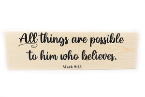 Mark 9:23 All Things Are Possible Wood Decor