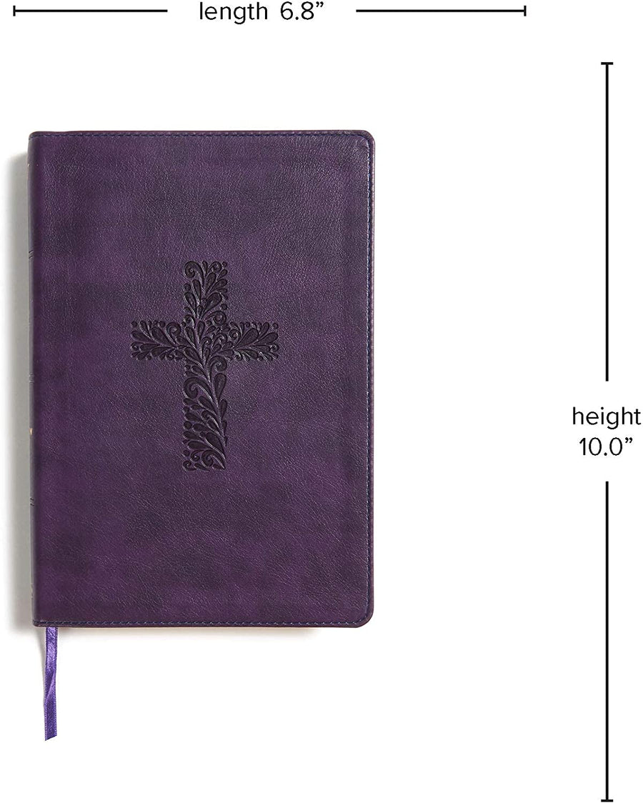 Personalized KJV Rainbow Study Bible Purple LeatherTouch Ribbon Marker Color-Coded Text Smythe Sewn Binding