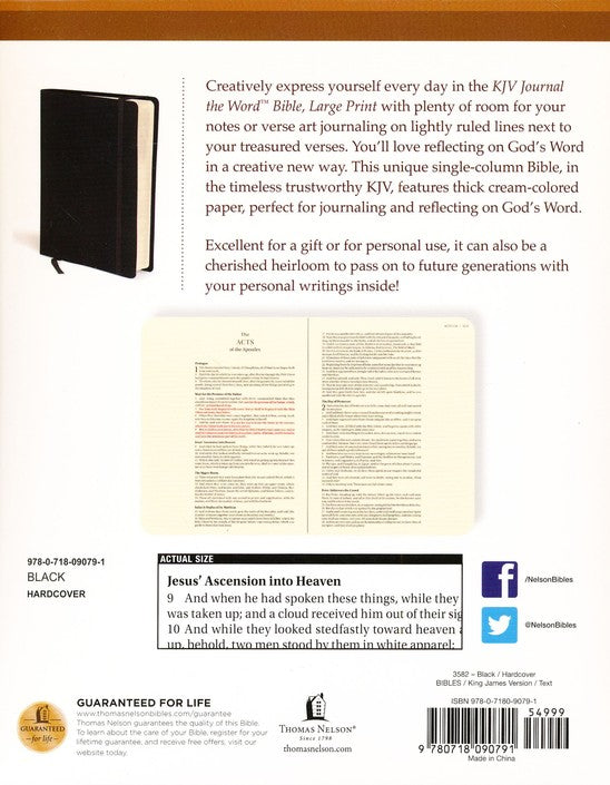 Personalized KJV Journal The Word Bible Large Print Hardcover Black King James Version