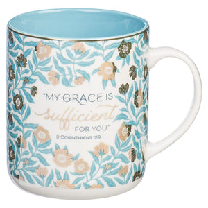 2 Corinthians 12:9 Sufficient Grace Teal Ceramic Mug