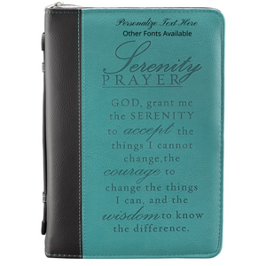 Serenity Prayer Two-tone Aqua Faux Leather Personalized Bible Cover for Women