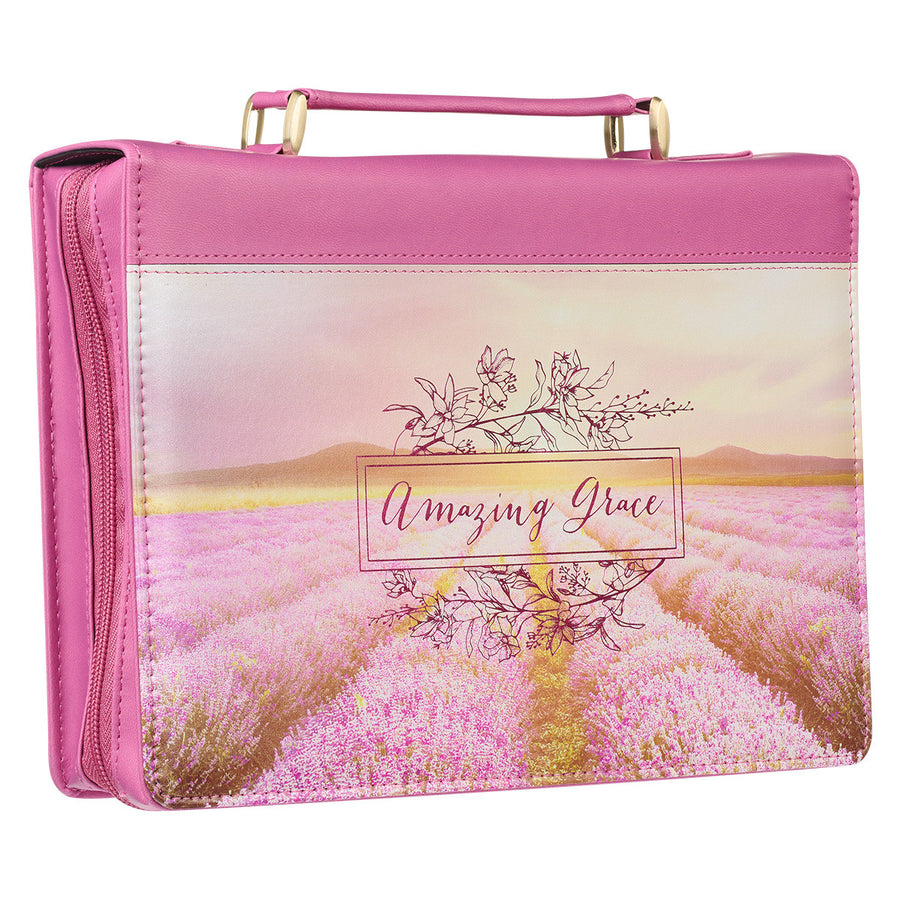 Amazing Grace Flower Field Pink Personalized Bible Cover for Women