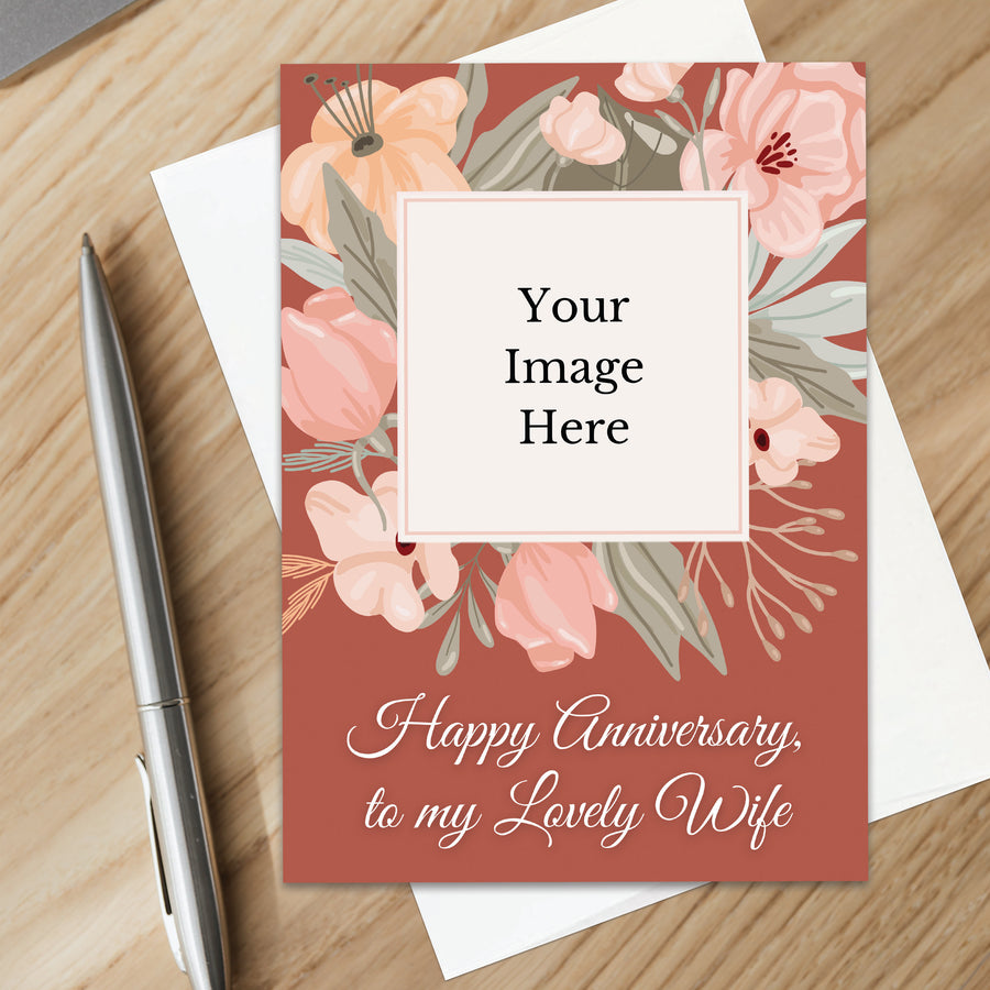 Personalized Christian Anniversary Card for Wife Custom Your Photo Image Upload Your Text Greeting Card