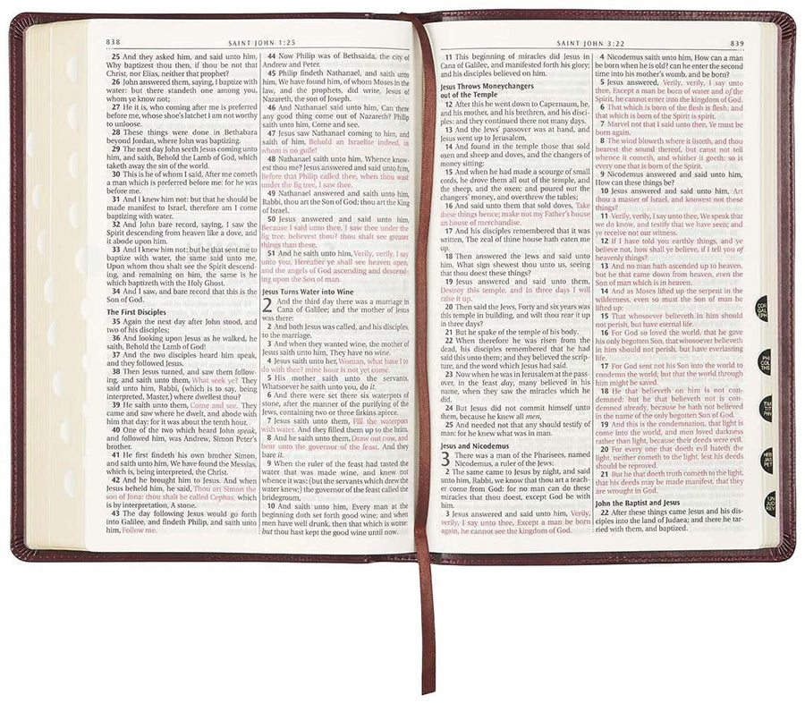 Personalized KJV Thinline Bible Large Print Faux Leather Burgundy with Thumb Index