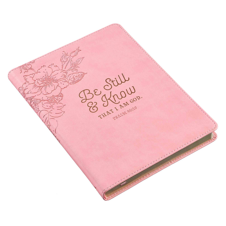 Be Still and Know Psalm 46:10 Slimline Pink Faux Leather Journal