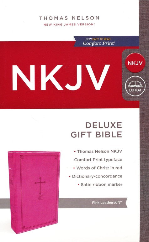 Personalized NKJV Deluxe Gift Holy Bible Cross Leathersoft Pink New King James Version