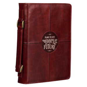 Hope And A Future Chestnut Brown Faux Leather Personalized Bible Cover For Men