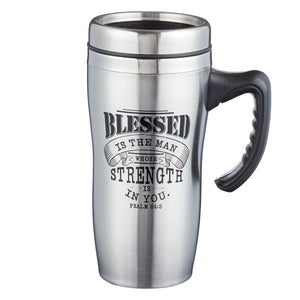 Blessed is the Man Psalm 84:5 Stainless Steel Travel Mug With Handle