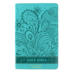 Personalized Custom Text Your Name NIV Bible for Teen Girls Italian Duo-Tone Caribbean Blue