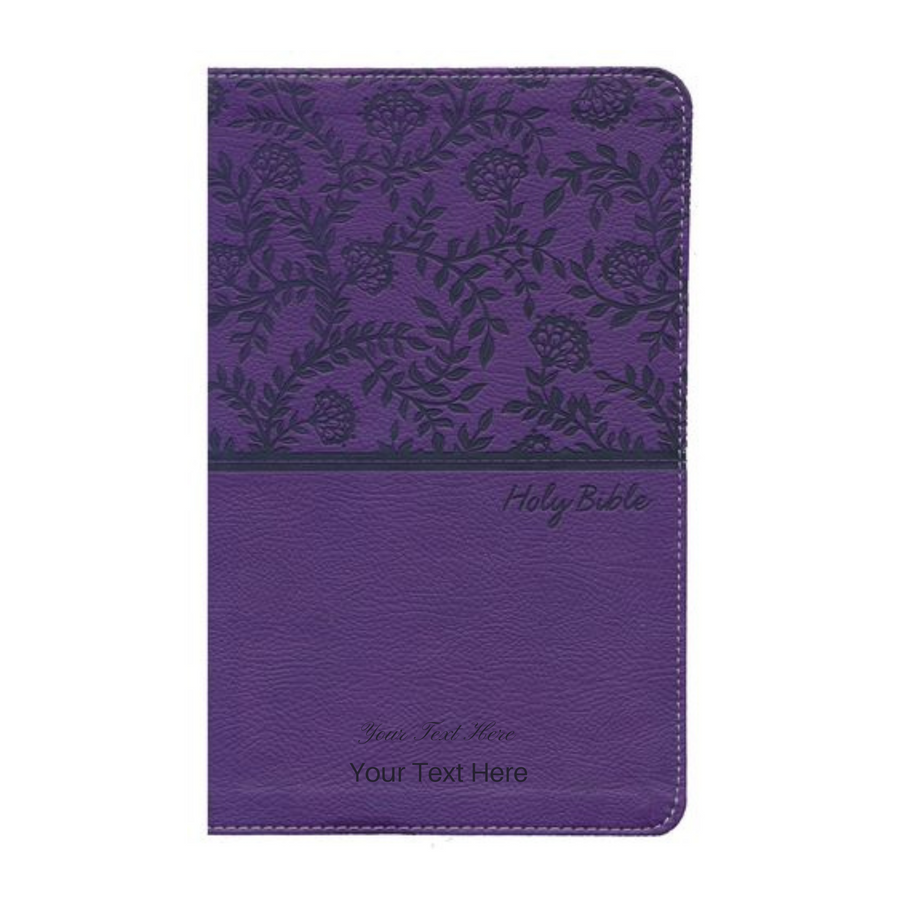 Personalized Custom Text Your Name NKJV Deluxe Gift Holy Bible Leathersoft Purple New King James Version