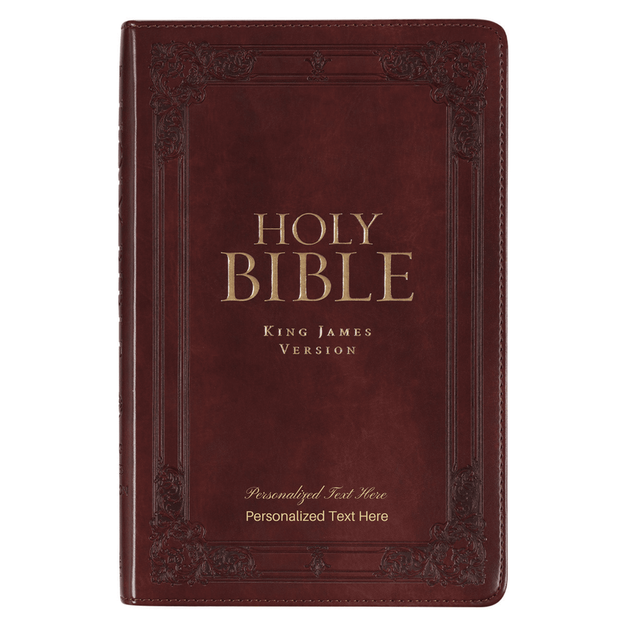 Personalized Custom Text Your Name KJV Holy Bible Standard Size Thumb Index Edition Burgundy King James Version