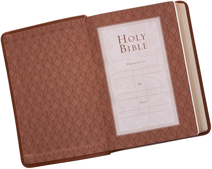 Personalized KJV Saddle Tan Faux Leather COMPACT Bible
