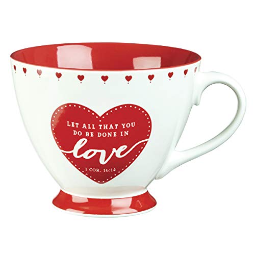 Red/White Ceramic Love Coffee Mug w/Scripture Message Gift Box – 1 Corinthians 16:14
