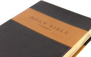 Personalized NLT Holy Bible Giant Print TuTone LeatherLike Brown/Tan