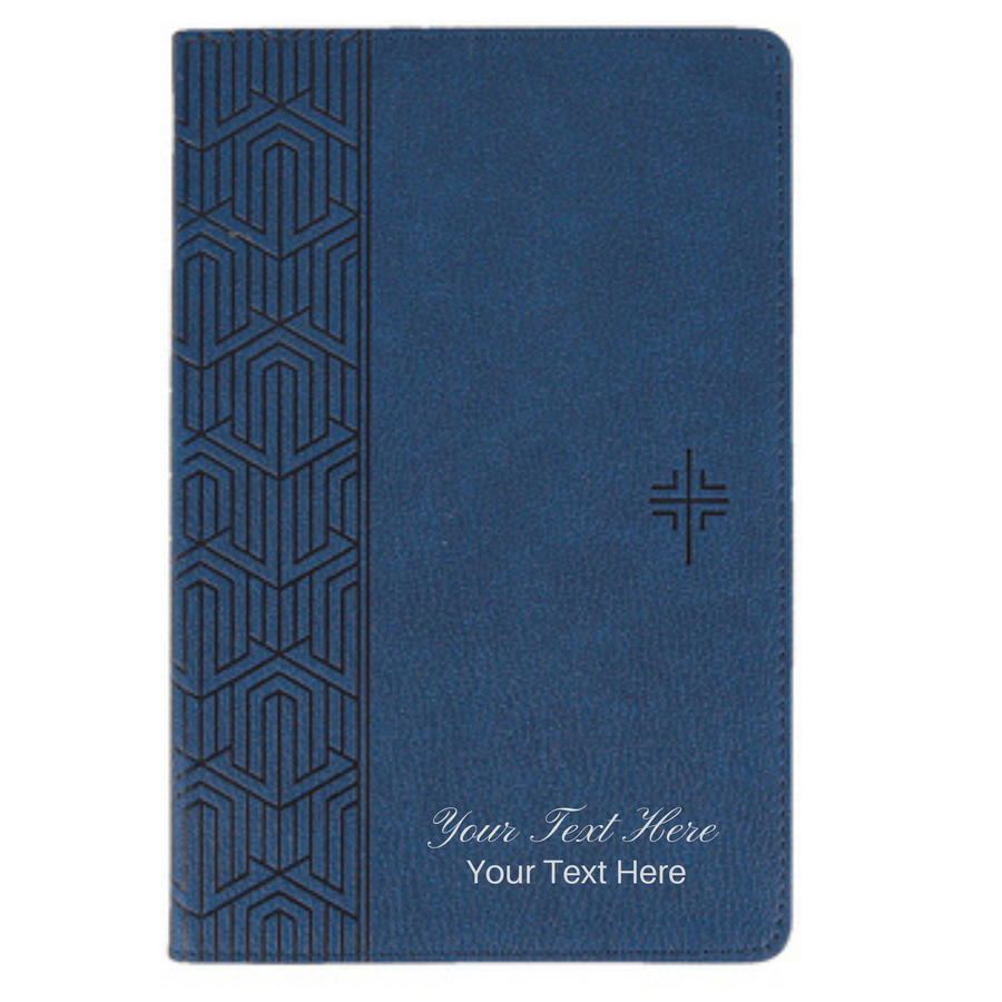 Personalized Custom Text Your Name NLT Premium Gift Bible Blue Cross LeatherLike Red Letter Edition