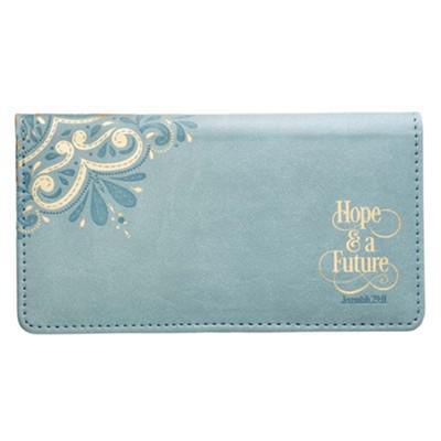 Hope & Future Jeremiah 29:11 Powder Blue Faux Leather Checkbook Cover