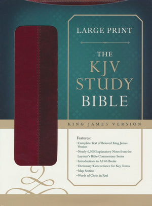 Personalized Custom Text Your Name KJV Study Bible Large Print Imitation Leather Brown/Burgundy King James Version