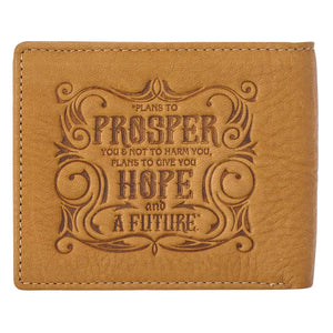 I Know The Plans Jeremiah 29:11 Tan Genuine Leather Wallet