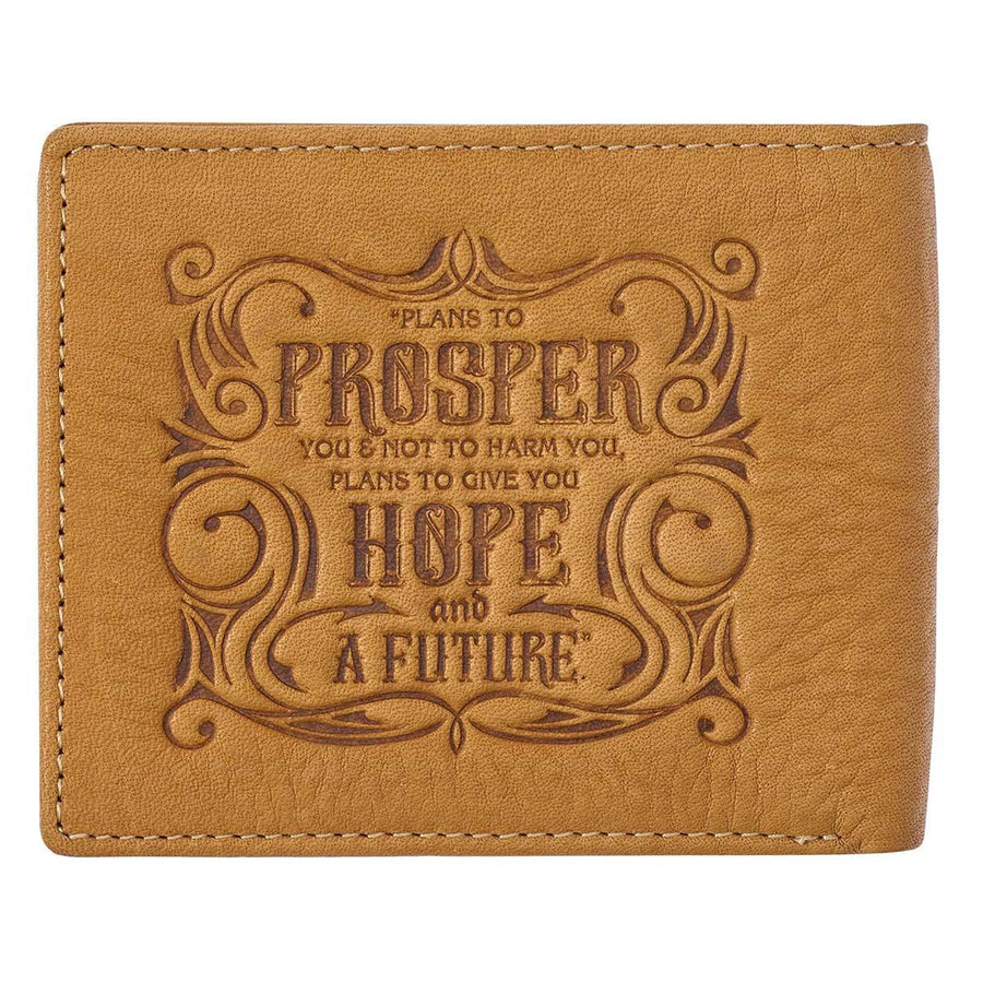 I Know The Plans Jeremiah 29:11 Tan Genuine Leather Wallet