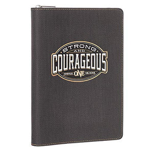 Personalized Be Strong and Courageous Collection Zippered Flexcover Journal Joshua 1:9