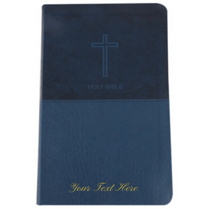 Personalized Custom Text Your Name NKJV Value Thinline Holy Bible Red Letter Edition Navy Blue Leathersoft New King James Version