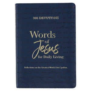 Words of Jesus for Daily Living Blue Faux Leather Devotional - Jan De Wet