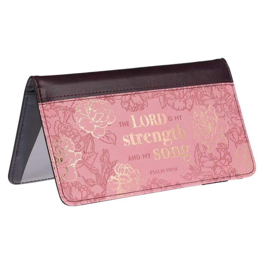 My Strength & My Song Psalm 118:14 Pink Faux Leather Checkbook Cover