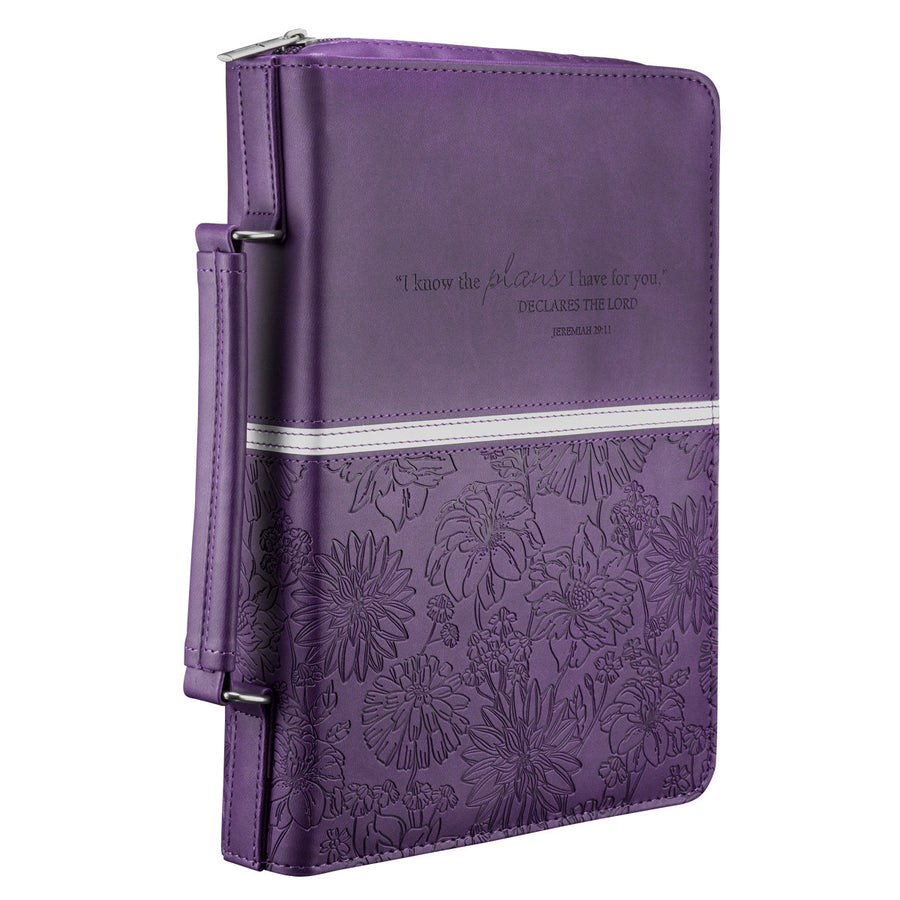 Purple Floral Faux Leather Personalized Bible Cover For Women