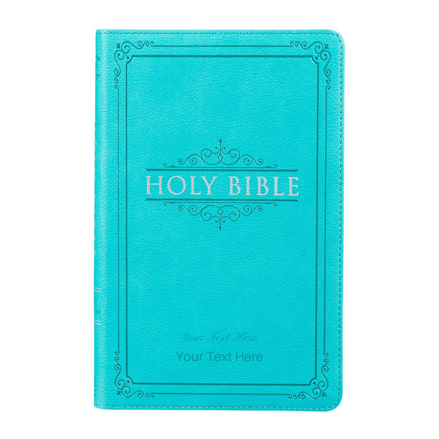 Personalized Custom Text Your Name KJV Holy Bible Gift Edition LuxLeather Turquoise King James Version