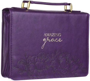 Amazing Grace Faux Leather Purple Personalized Bible Cover for Women
