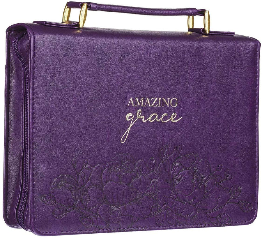 Amazing Grace Faux Leather Purple Personalized Bible Cover for Women