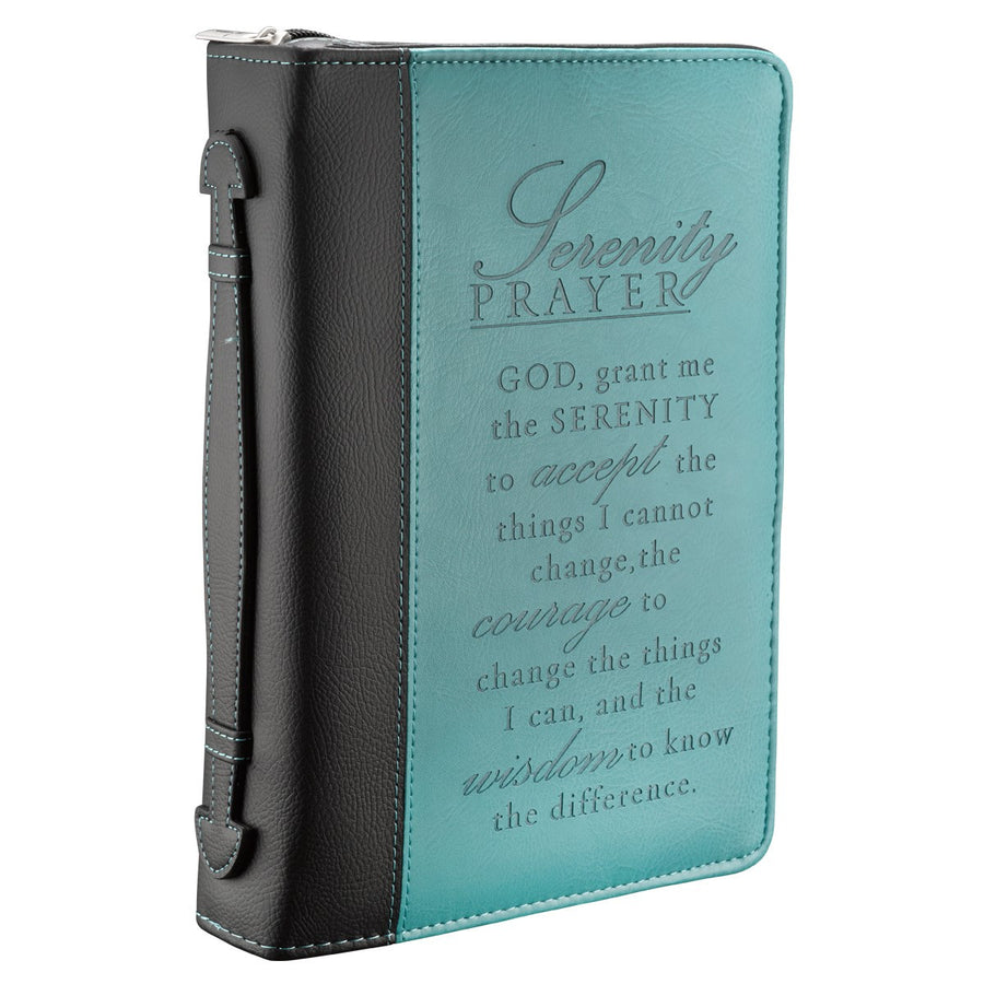 Serenity Prayer Two-tone Aqua Faux Leather Personalized Bible Cover for Women