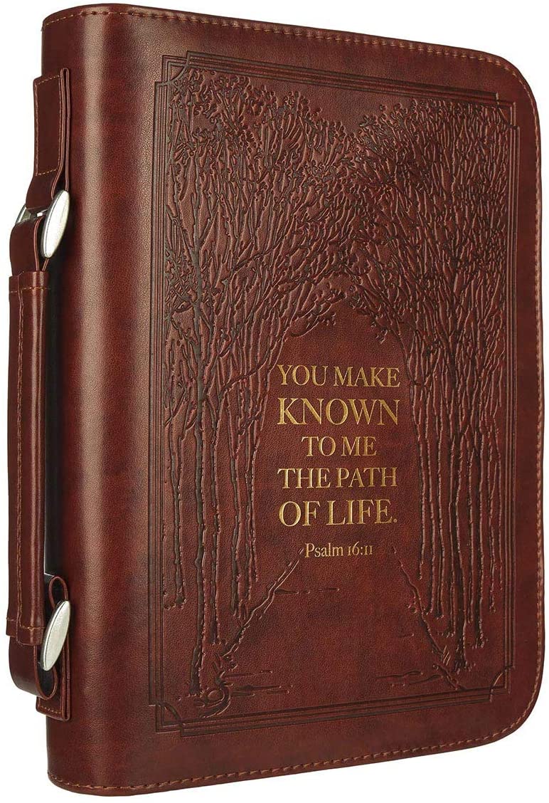 Psalm 16:11 Faux Leather Brown Personalized Bible Cover for Men
