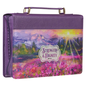 Strength & Dignity Colorful Landscape Faux Leather Personalized Bible Cover for Women